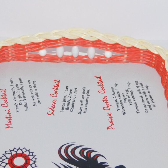 VTG Retro 60's Vinyl Roster Bird Kitschy Cocktail serving Recipe tray 16" x 20" - Picture 7 of 10